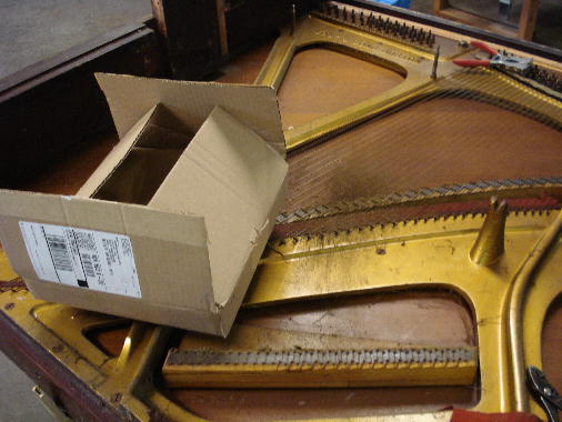 9 - Bass strings removed, will be sent to string maker 9 - Bass strings removed, will be sent to string maker